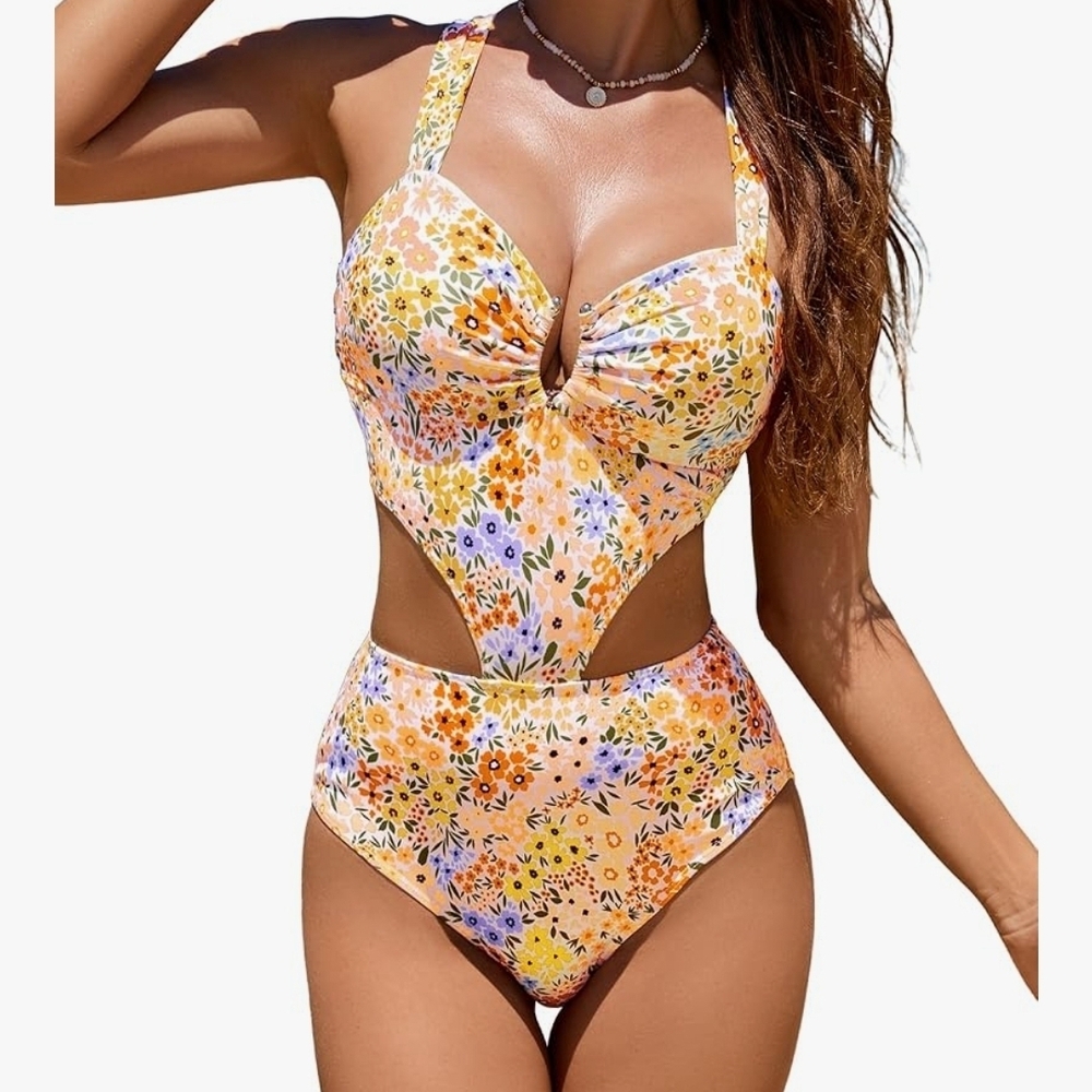 Floral Cutout One-Piece Swimsuit